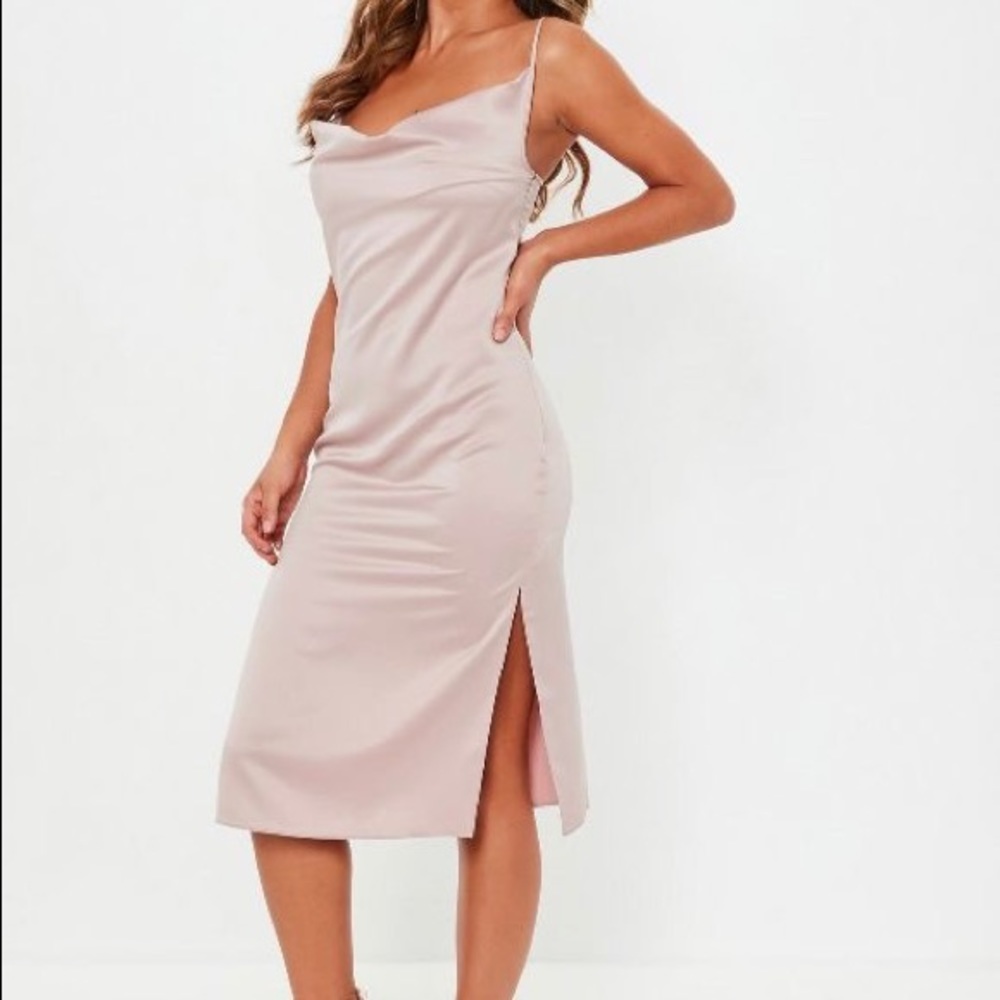 Satin Cowl midi dress